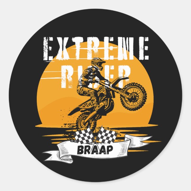 Extreme rider braap classic round sticker (Front)