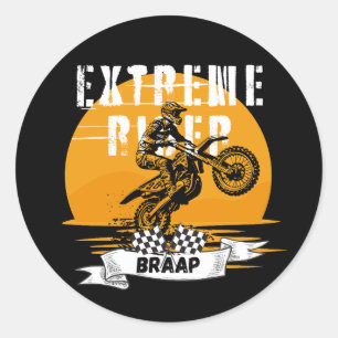 Extreme rider braap classic round sticker