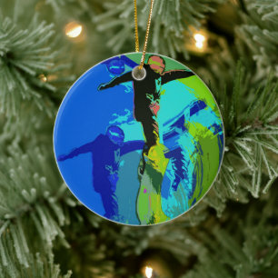 Extreme Riding- Snowboarders  Ceramic Tree Decoration