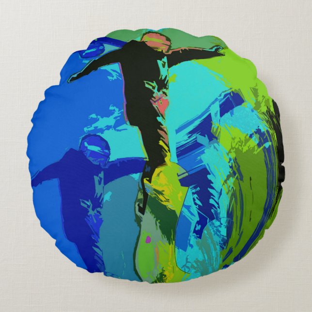 Extreme Riding- Snowboarders  Round Cushion (Front)