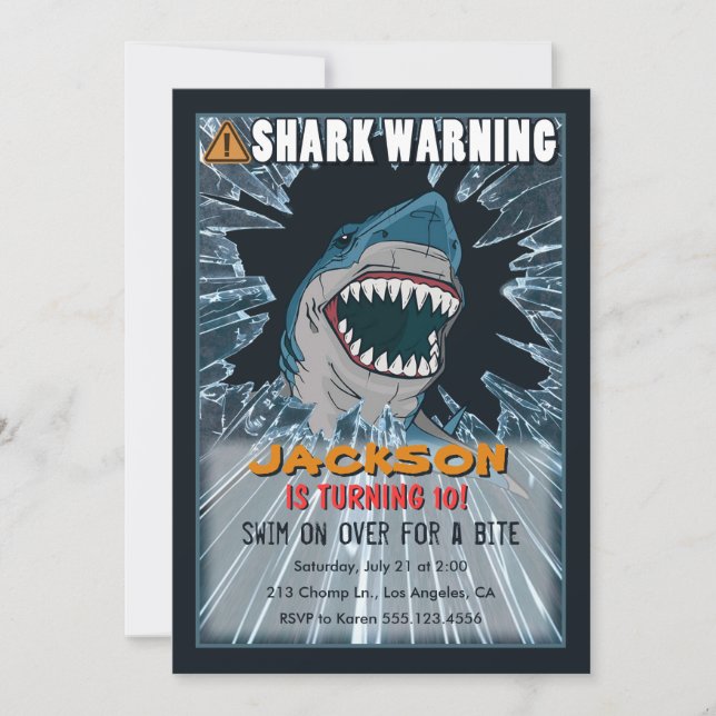 Extreme Shark Boys Birthday Party Invitation (Front)