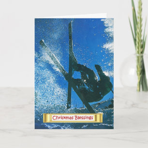 Extreme skiing, Christmas Blassings Holiday Card