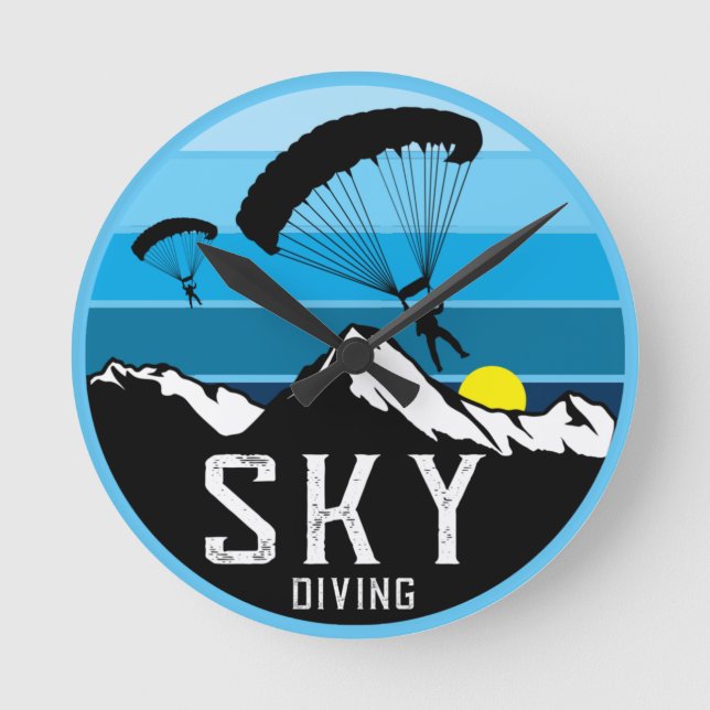 Extreme Skydiving Parachute Sports   Round Clock (Front)