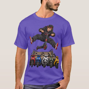 Extreme Stunt Scooter Jump Colourful Mopeds T-Shirt