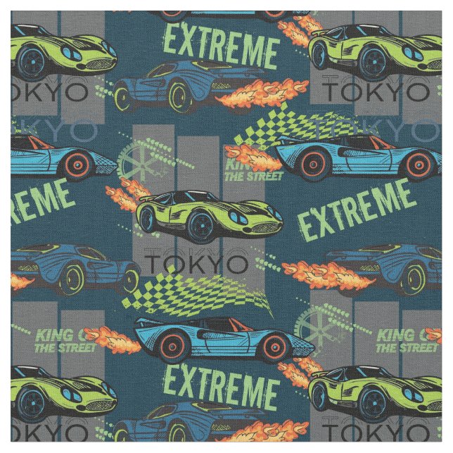Extreme Tokyo Street Racing Pattern Fabric (Close Up)