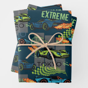 Extreme Tokyo Street Racing Pattern Wrapping Paper Sheet