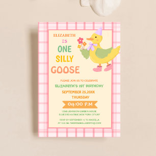 extremely cute one silly goose kid's birthday invitation