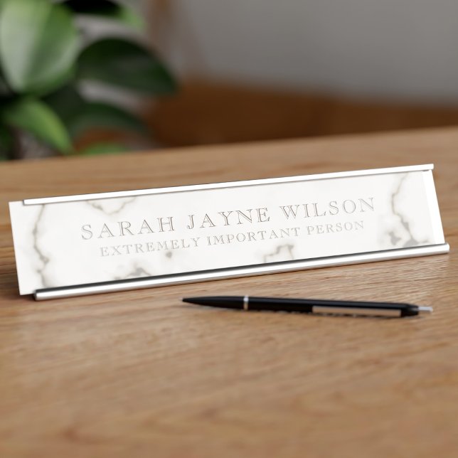 Extremely Important Modern Marble Desk Name Plate (Perfect for the extremely important person. Just add your name!)