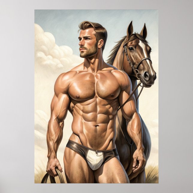 Extremelyhot dude with a horse poster (Front)