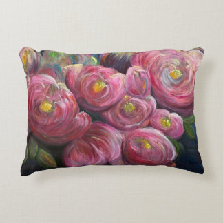 Exuberance pink flower painting decorative cushion