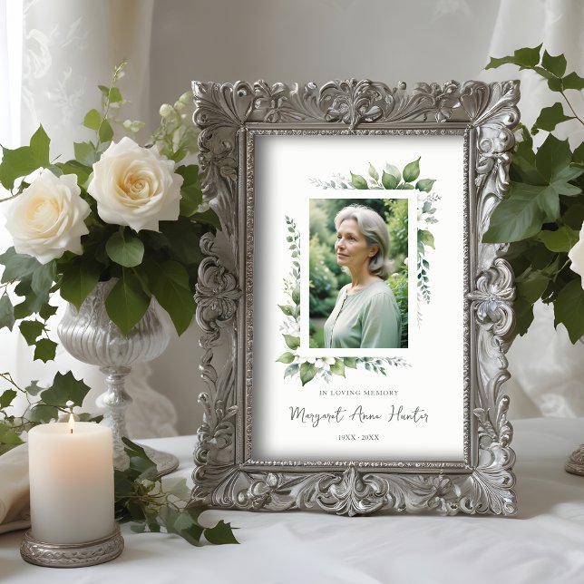Exuberant Flower & Foliage Frame Funeral Photo Poster (Exuberant Flower & Foliage Frame Funeral Photo Poster.)