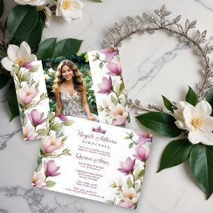 Exuberant Lovely Spring Magnolia Frame Garlands  Invitation