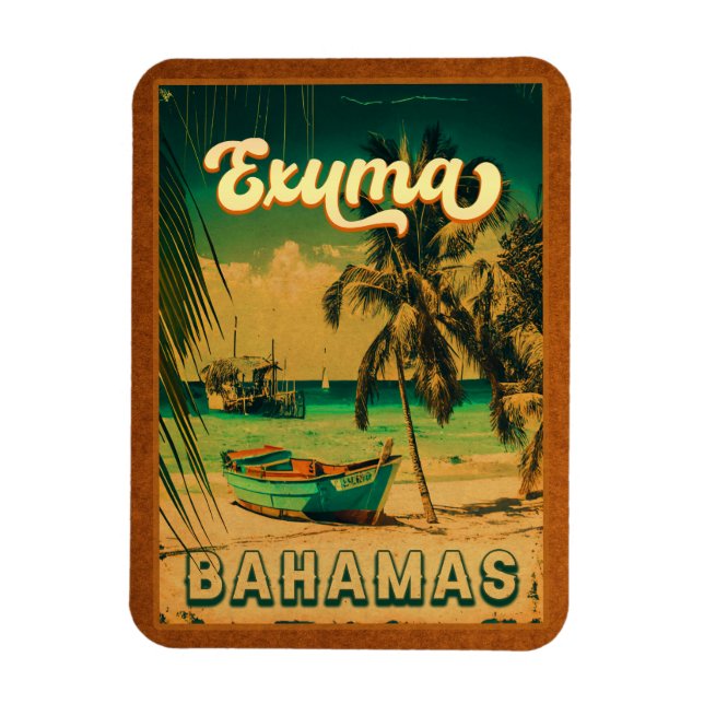 Exuma Bahamas Vintage Beach Souvenirs Magnet (Vertical)