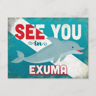 Exuma Dolphin - Retro Vintage Travel Postcard