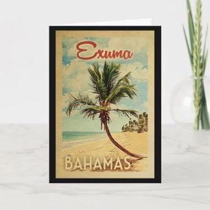 Exuma Palm Tree Vintage Travel Card
