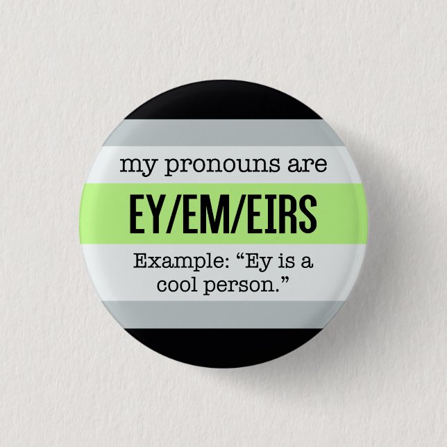 Ey/Em Pronouns – Agender Flag 3 Cm Round Badge (Front)
