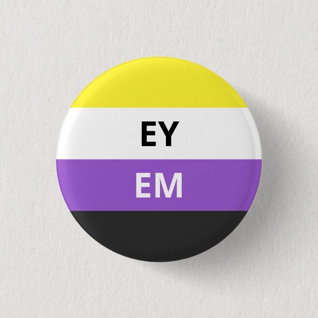 Ey/Em Pronouns Non-Binary Flag Badge (Front)