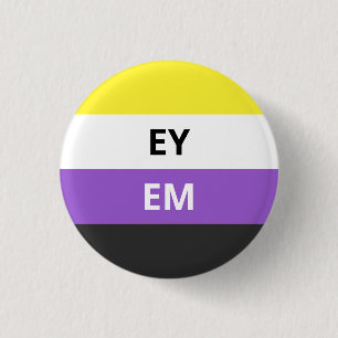 Ey/Em Pronouns Non-Binary Flag Badge