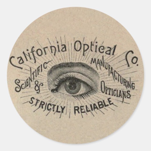 Eye Antique Advertising Optical Classic Round Sticker (Front)
