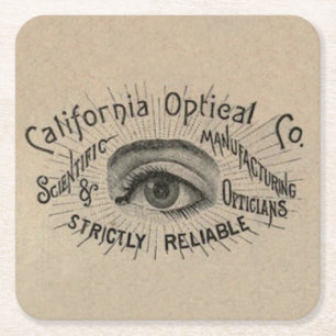 Eye Antique Advertising Optical Square Paper Coaster
