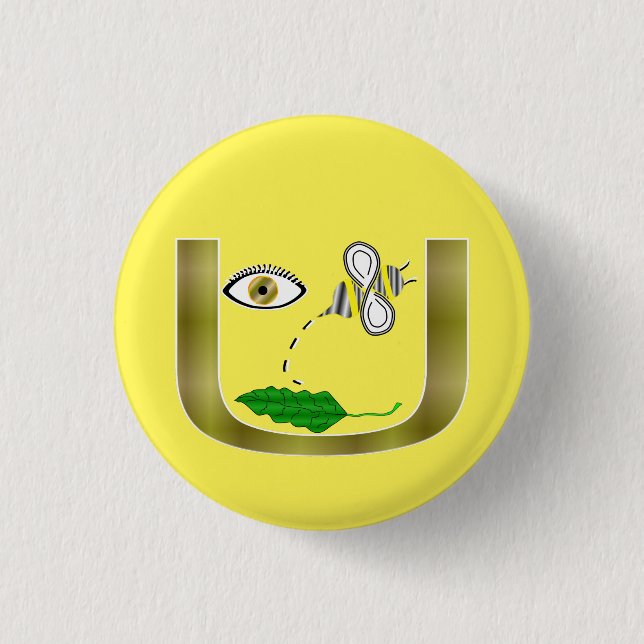 Eye Bee Leaf in U 3 Cm Round Badge (Front)