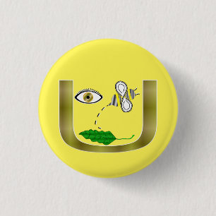 Eye Bee Leaf in U 3 Cm Round Badge