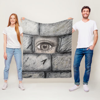 "Eye Behind Wall" Fleece Blanket