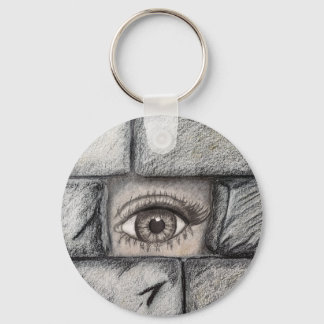"Eye Behind Wall" Key Ring