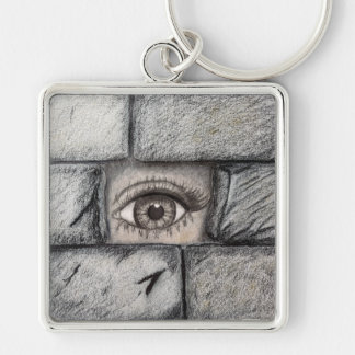 "Eye Behind Wall" Key Ring