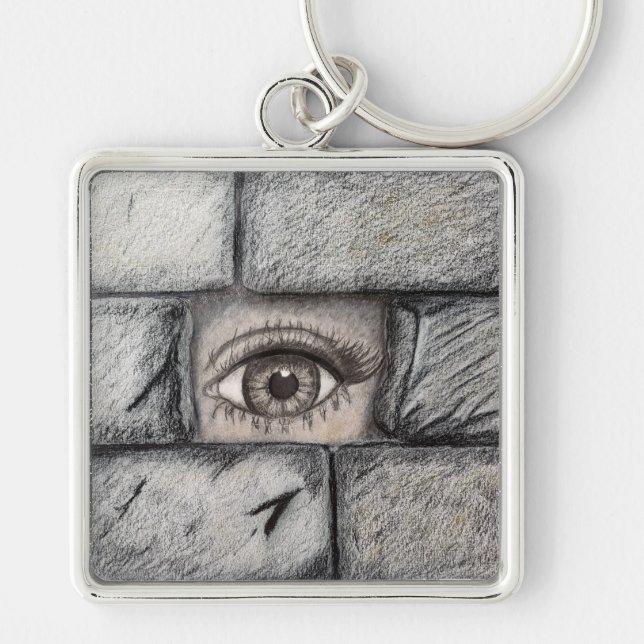 "Eye Behind Wall" Key Ring (Front)