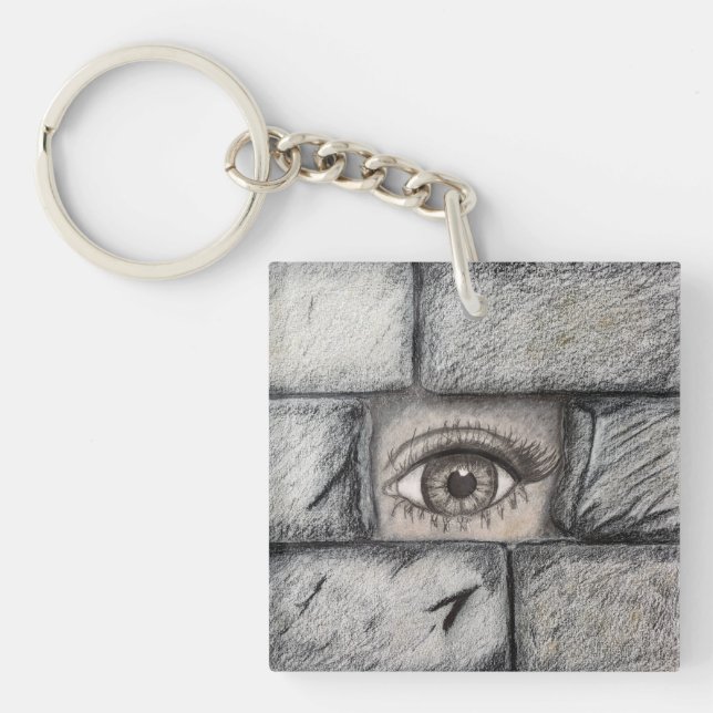 "Eye Behind Wall" Key Ring (Front)