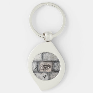 "Eye Behind Wall" Key Ring