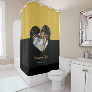 Eye-casing Heart Couple Gold and Black Shower Curtain