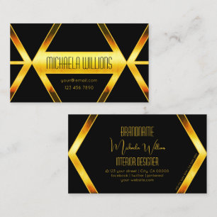 Eye Catcher Black Geometric with Orange Shimmer Business Card
