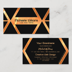 Eye Catcher Shimmery Coral Black Geometric Stylish Business Card