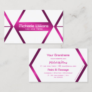 Eye Catcher White Geometric Shimmery Pink Stylish Business Card