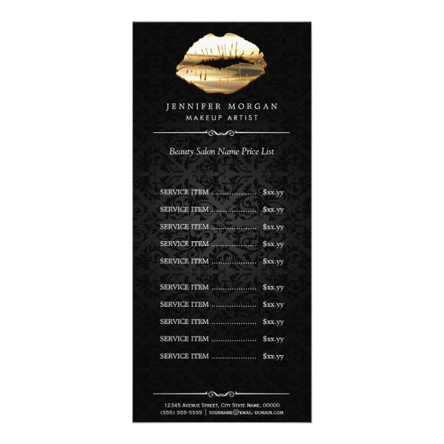 Eye Catching 3D God Lips Beauty Salon Price List Rack Card (Front)