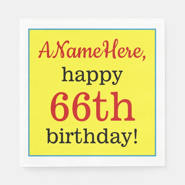 Eye-Catching 66th Birthday Paper Napkins (Front)