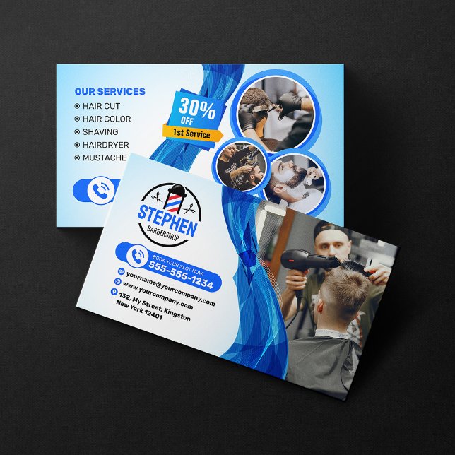 Eye-Catching Barber Shop Hairdresser Hair Stylist  Business Card (Creator Uploaded)