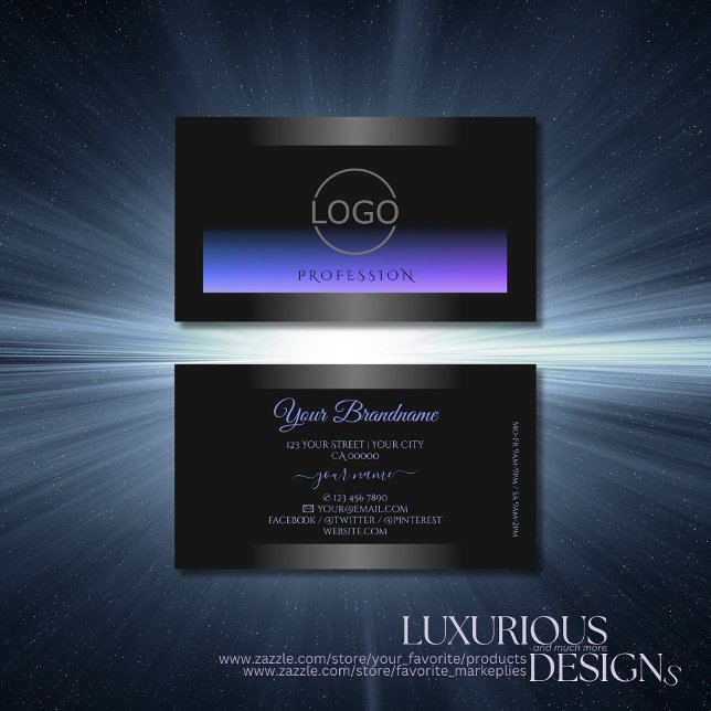 Eye Catching Black Blue Pink Gradient and Logo Business Card (Creator Uploaded)