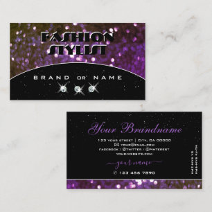 Eye Catching Black Purple Sparkle Glitter Shimmery Business Card