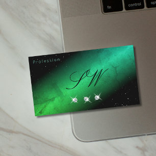 Eye Catching Black Teal Sparkling Jewels Initials Business Card