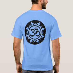 Eye Catching Bold Black Om Circle on Blue T-Shirt