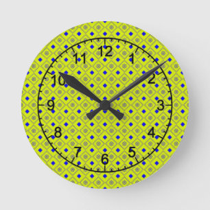 Eye-catching bold yellow and blue round clock