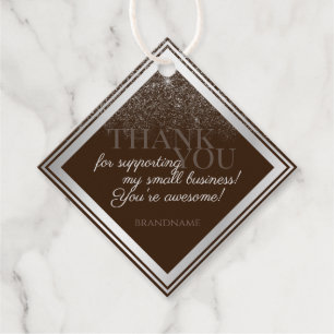 Eye Catching Brown and Silver Packaging Thank You Favour Tags