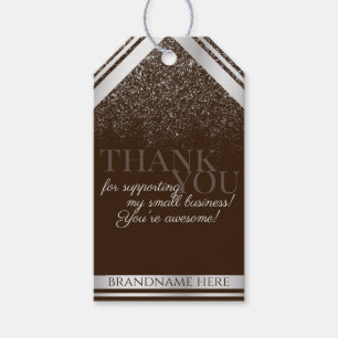 Eye Catching Brown and Silver Packaging Thank You Gift Tags