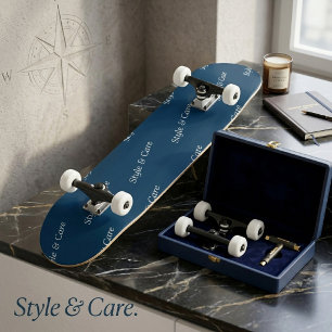 Eye Catching Custom Brand Name Text Pattern Navy Skateboard