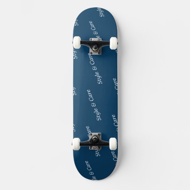 Eye Catching Custom Brand Name Text Pattern Navy Skateboard (Front)