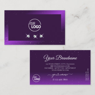 Eye Catching Dark Purple Sparkle Diamonds Add Logo Business Card