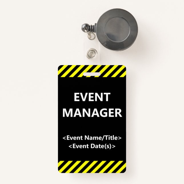 Eye-Catching "EVENT MANAGER" Badge ID Badge (Front with Retractable)